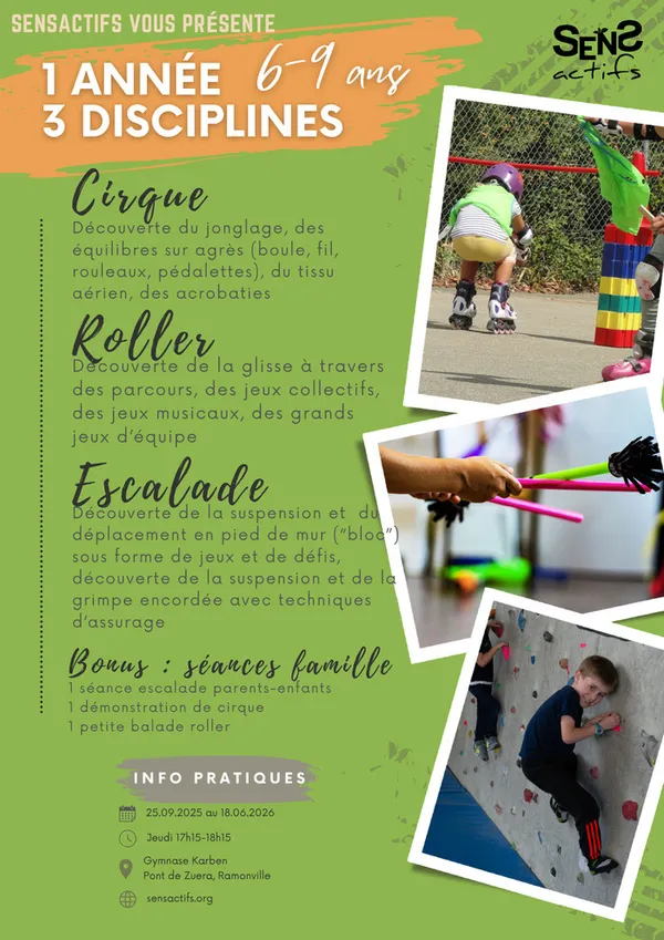 Saison "Cirque - roller - escalade" 6-9 ans