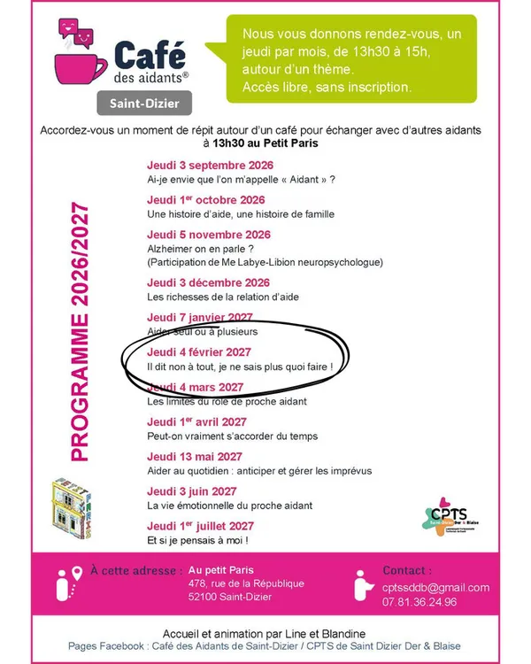 Café des Aidants – Saint-Dizier : Il dit non à tout, je ne sais plus quoi faire !