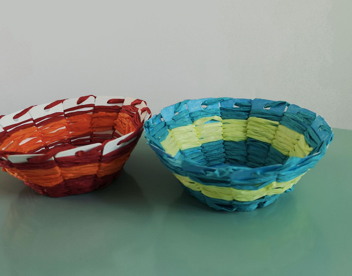 La p'tite Fabrique : tissage panier papier