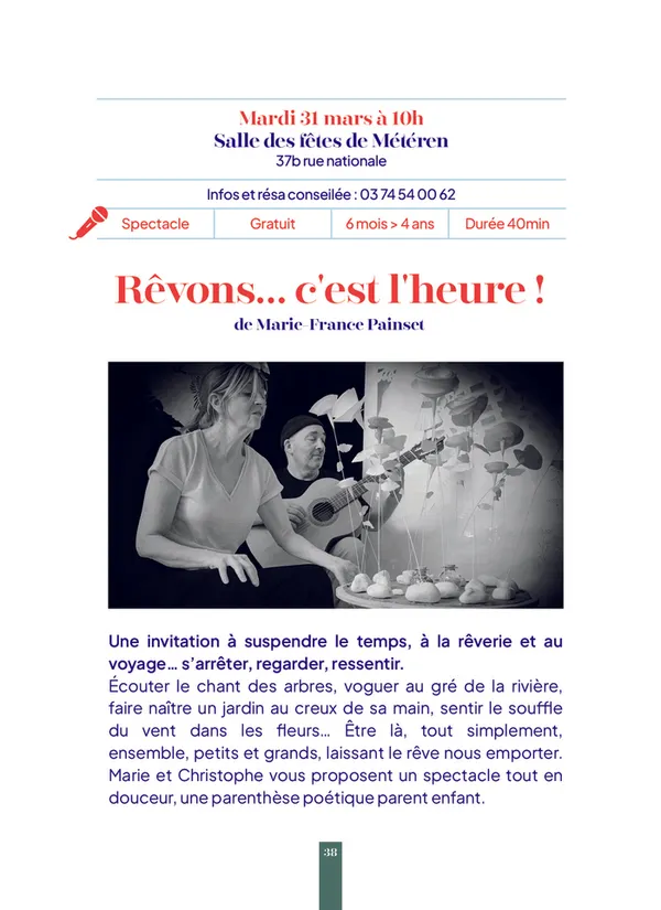 Spectacle jeunesse "Rêvons... c'est l'heure !" -- Printemps des Poètes