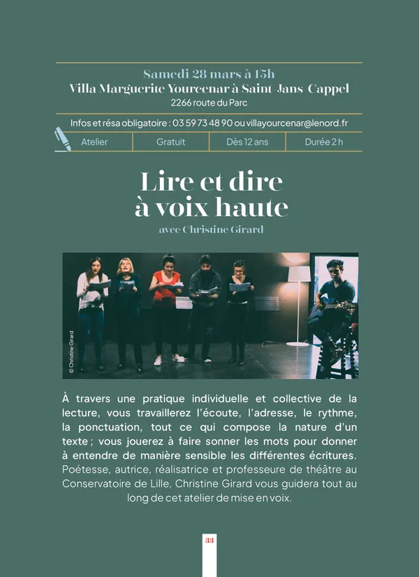 Atelier "Lire et dire à voix haute" -- Printemps des Poètes