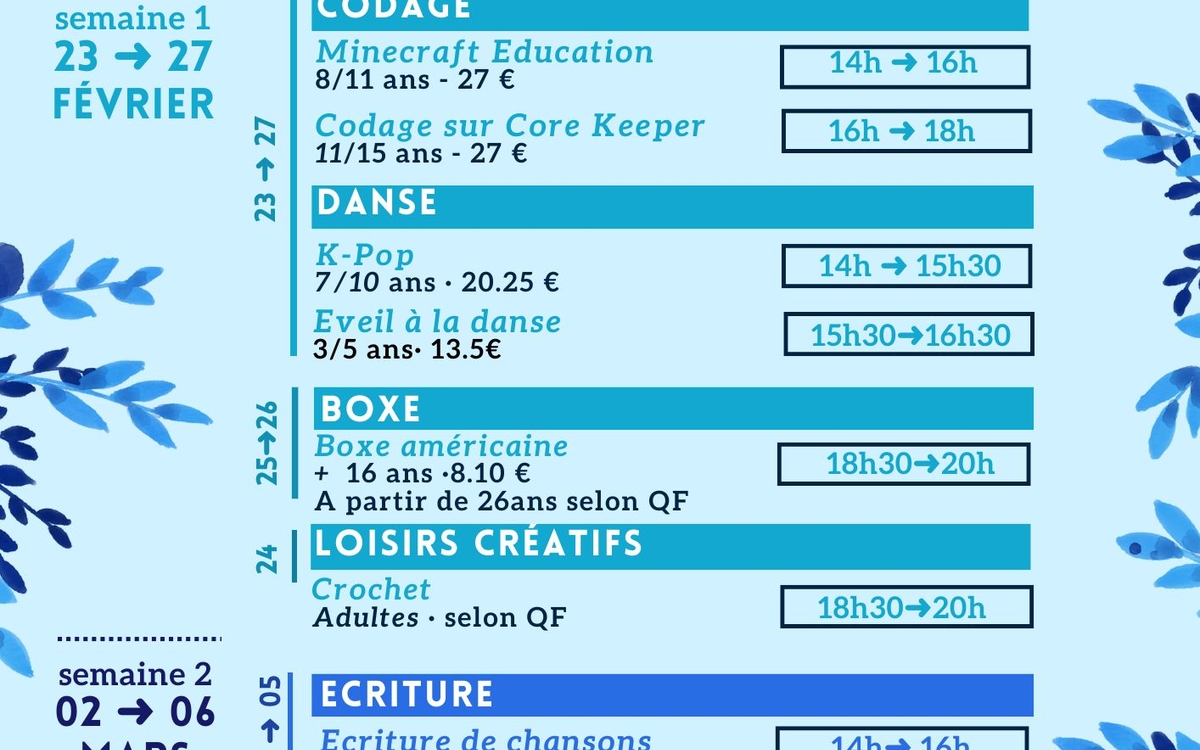 STAGES | Les vacances de février 26