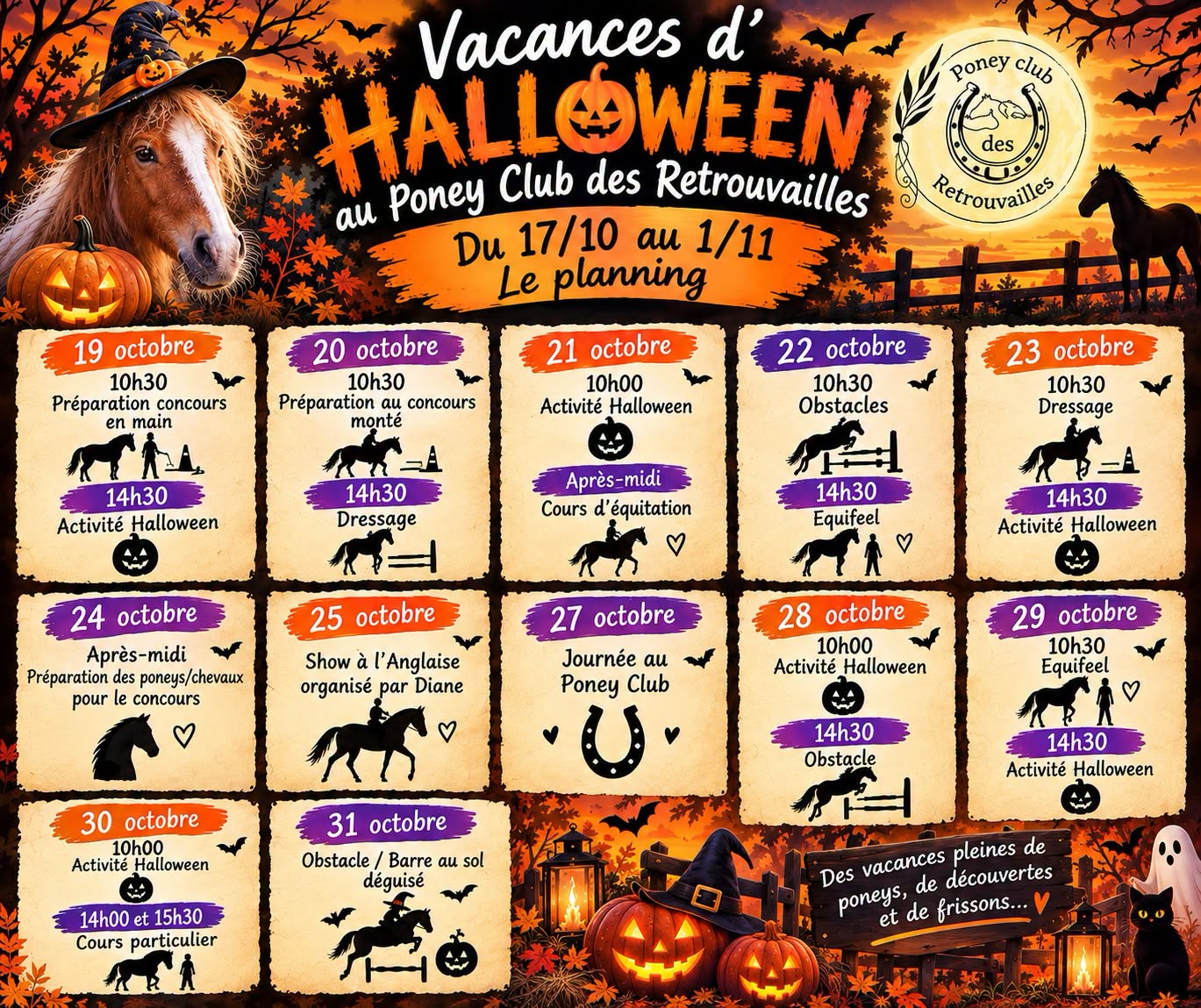 Vacances d'Halloween au Poney Club des retrouvailles