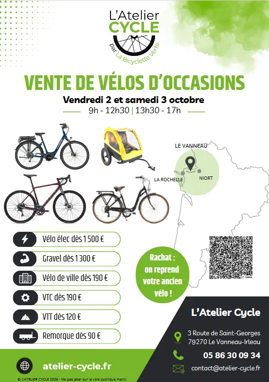 Vente de vélos d'occasion au Vanneau-Irleau