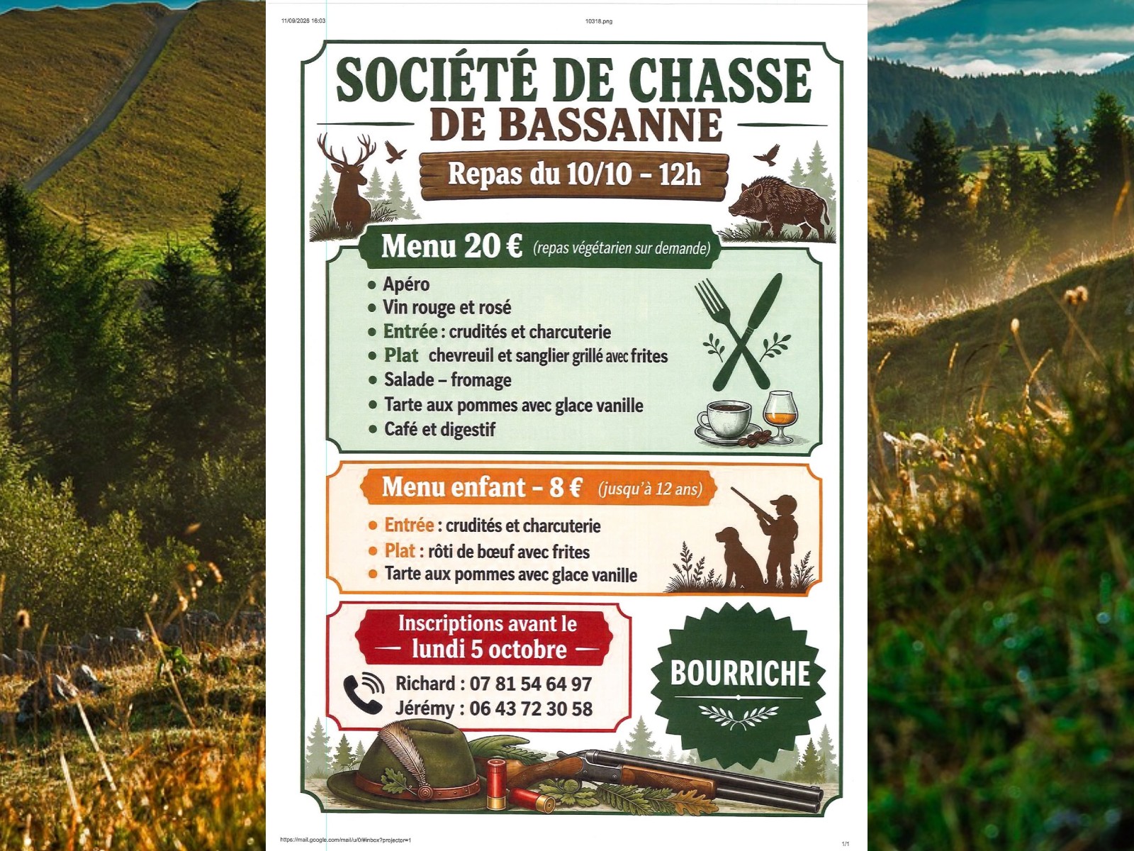 Repas de la société de chasse de Bassanne