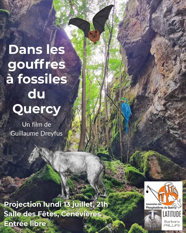 Projection par Latitude, les amis de Barbara Phillips : "Dans les gouffres à fossiles du Quercy"