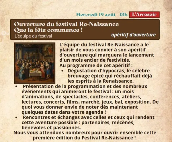 Ouverture du festival Re-Naissance à Figeac