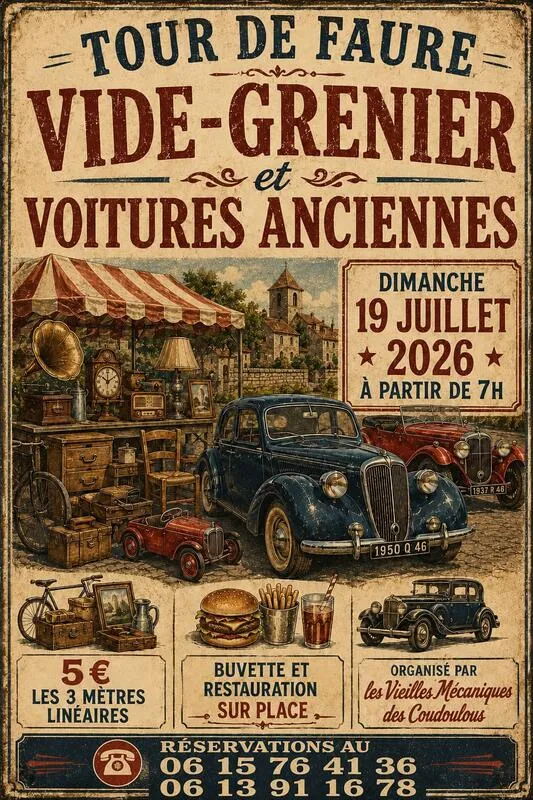 Vide grenier - exposition de voitures anciennes