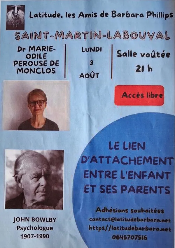 Conférence de Latitude, les Amis de Barbara Phillips : Le lien d’attachement entre l’enfant et ses parents