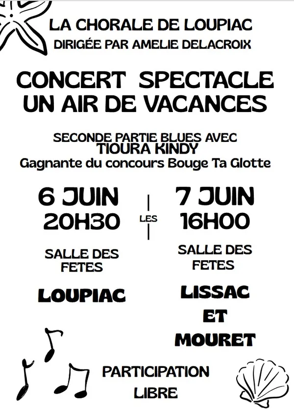 Concert spectacle « un air de vacances » à Lissac-et-Mouret