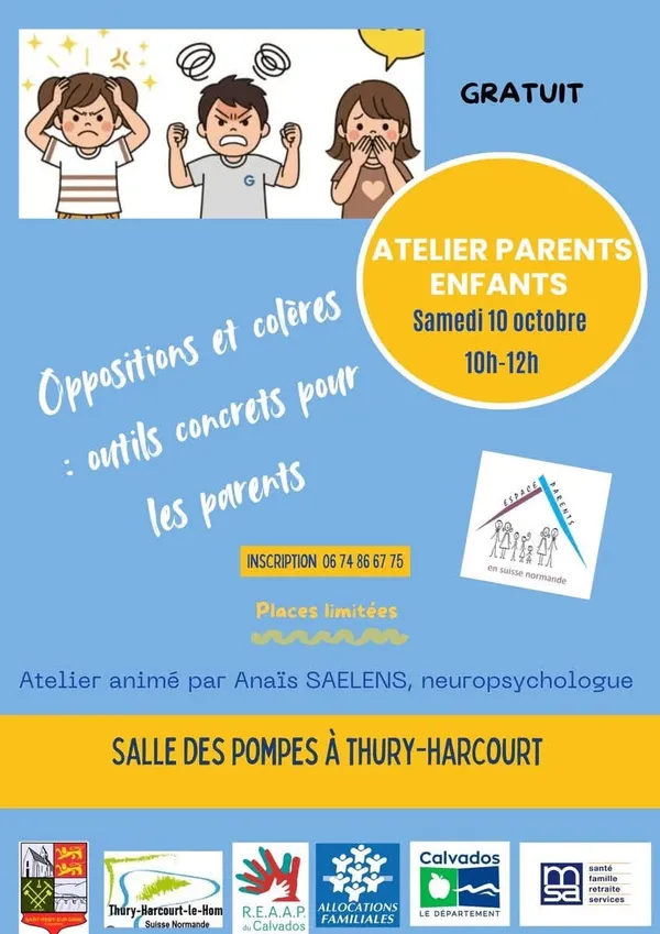 Atelier Parents-Enfants : Opposition et colère, outils concrets pour les parents