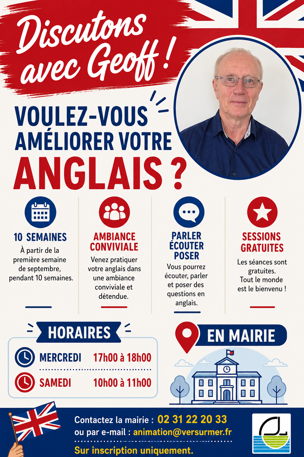 Discussion avec Geoff : Atelier d'anglais -Ver-sur-Mer -