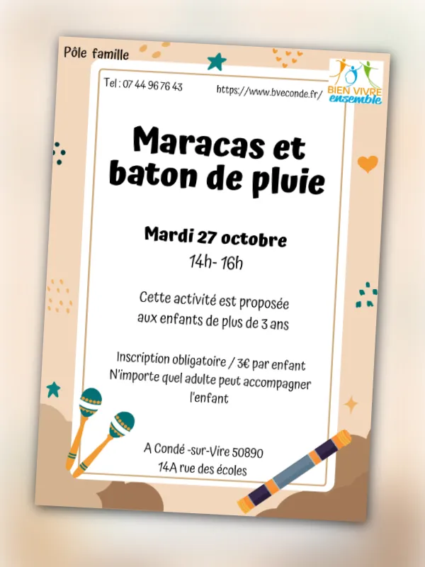 Atelier "Maracas et baton de pluie"