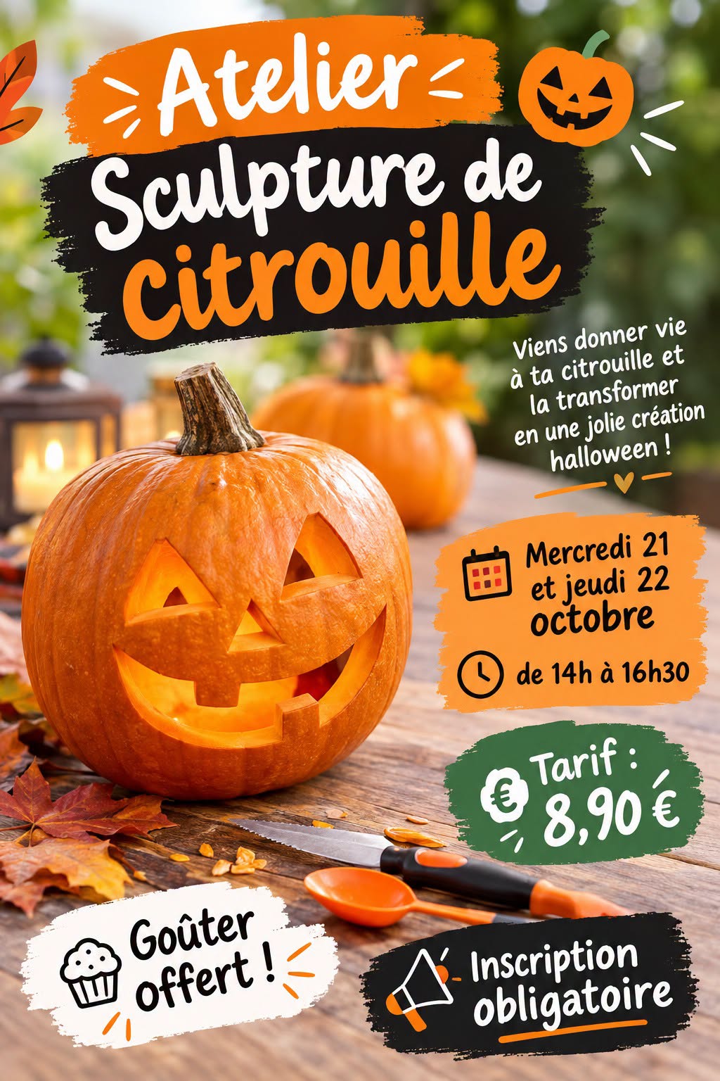 Ateliers sculpture de citrouille