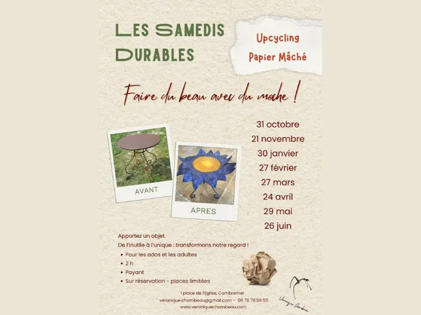 Les Samedis Durables : sensibilisation à l'Upcycling & Papier Mâché