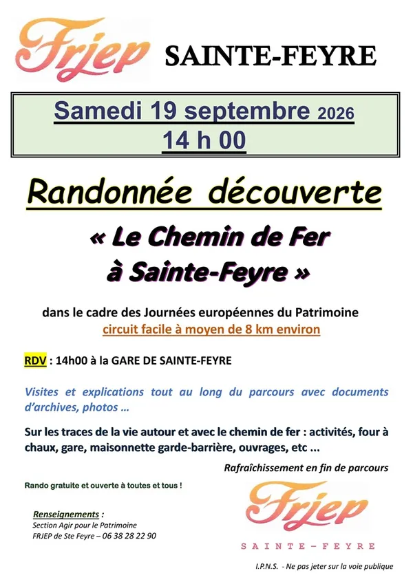 Journées du patrimoine : Randonnée découverte "Le chemin de fer à Sainte-Feyre"