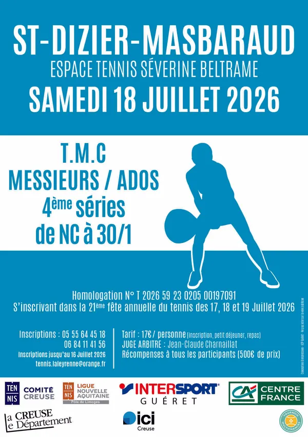 Annulé - Tournoi de tennis messieurs/ados 4ème série