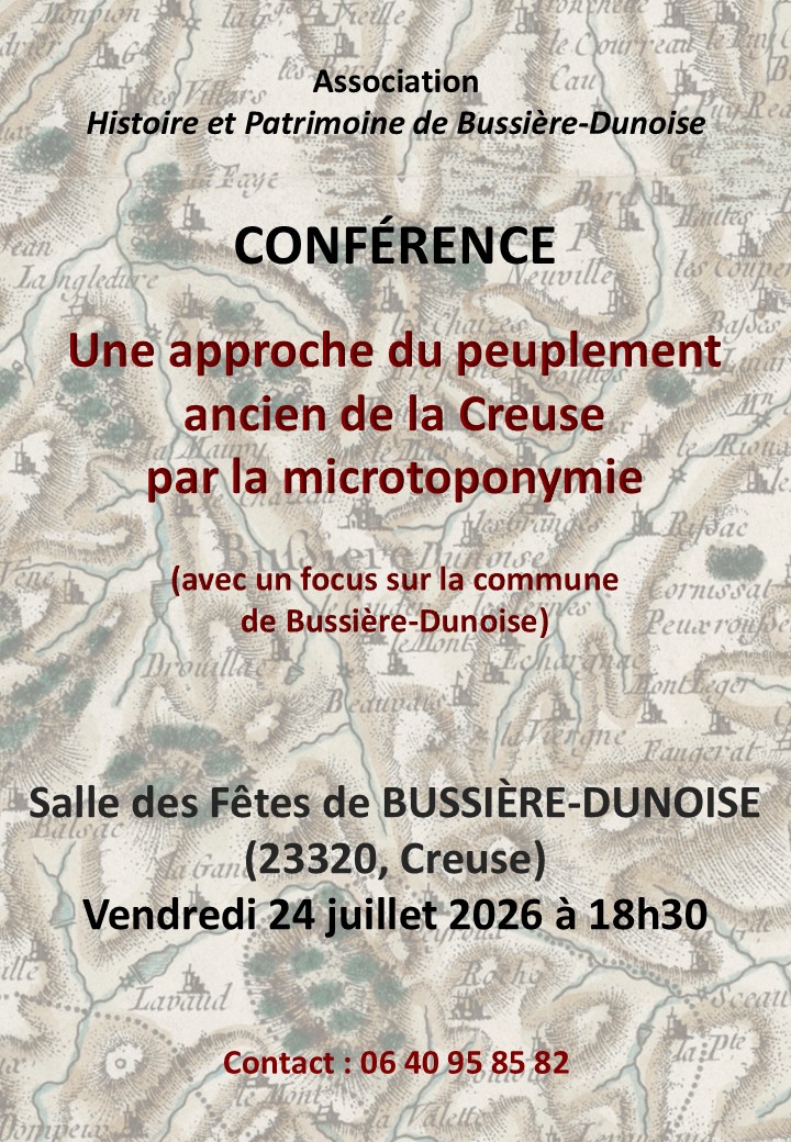 Conférence "Une approche du peuplement ancien de la Creuse par la microtoponymie"
