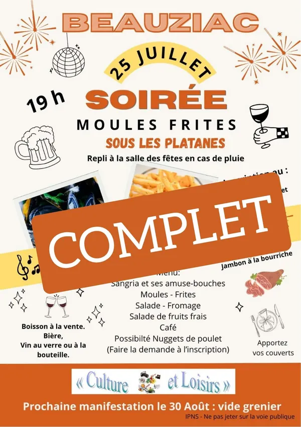 Repas moules/frites - COMPLET