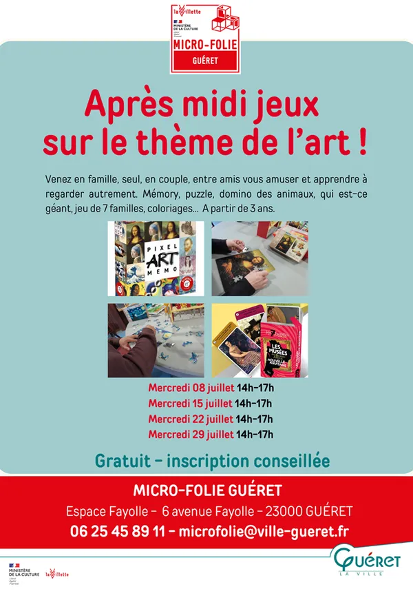 Après-midi jeux sur le thème de l'art