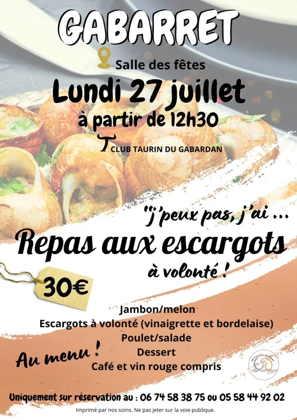 Repas escargots à volonté