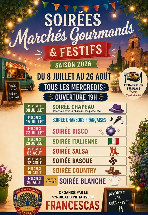 Marchés gourmands et festifs à Francescas.