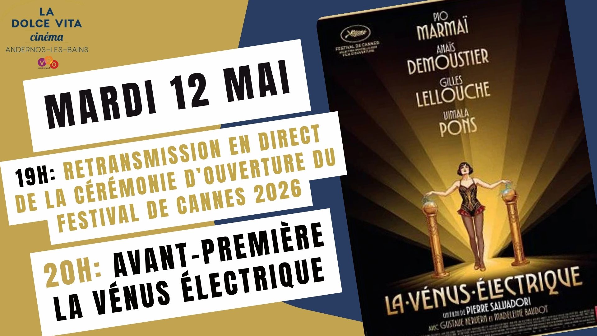 Cérémonie d'ouverture du 79ème Festival de Cannes au cinéma La Dolce Vita