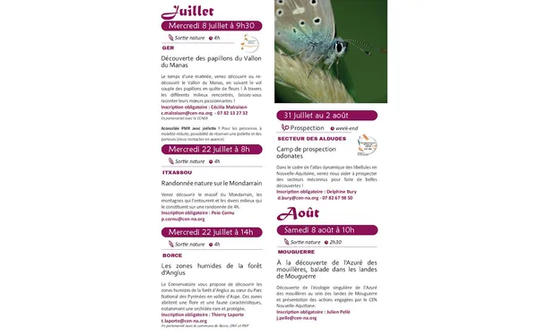 Les rdv nature : WE camp de prospection odonates