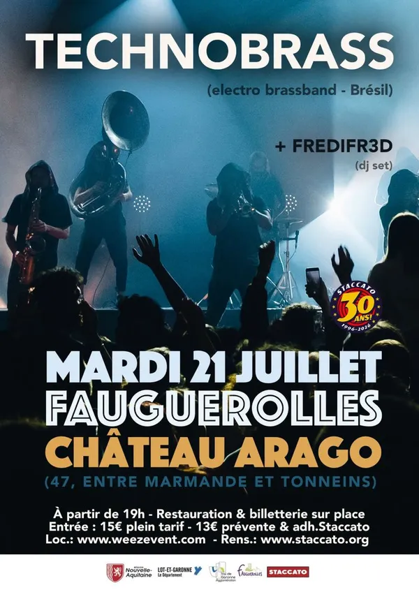 TECHNOBRASS et FREDIFR3D en concert au Château Arago