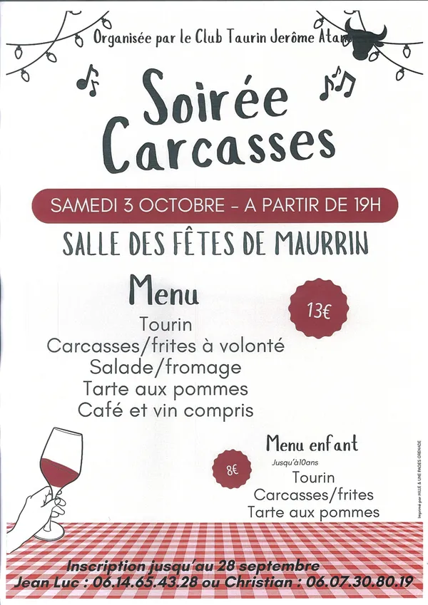 Soirée Carcasses - Club taurin Jérôme Atano