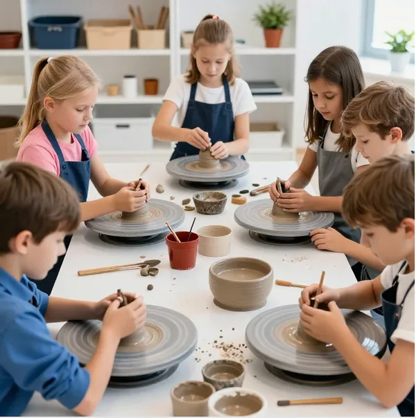 Stage de poterie jeunesse : tour de potier