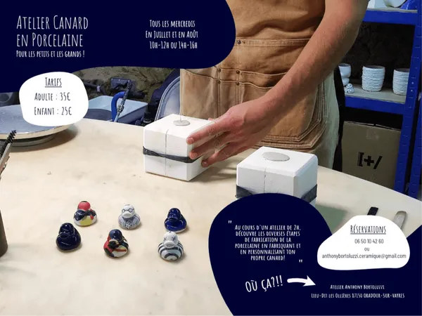 Atelier canard en porcelaine