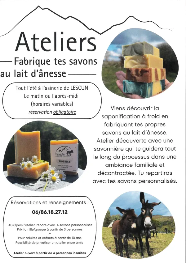 Atelier - Fabrique tes savons au lait d'ânesse.