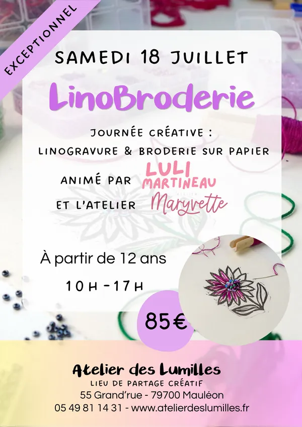 Journée créative - Linogravure et broderie sur papier