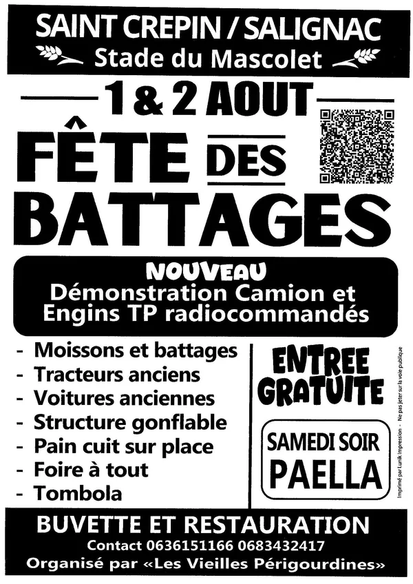Fête des battages à Saint Crépin et Carlucet/Salignac