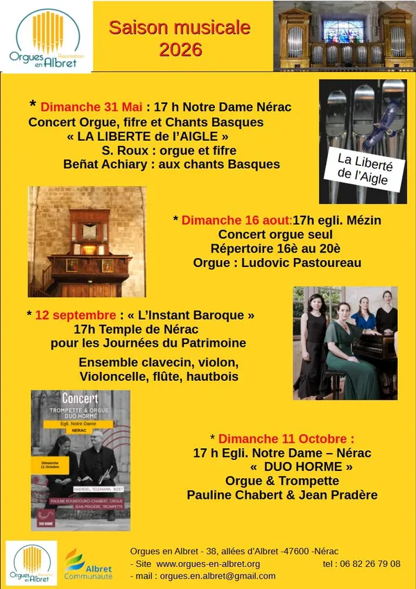 Concert Orgues en Albret - La liberté de l'aigle