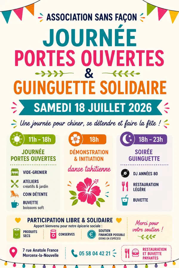 Association Sans Façon - Portes ouvertes et guinguette solidaire