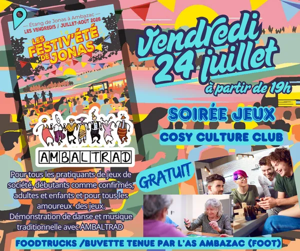 Les Festiv'Eté de Jonas : Soirée jeux / Cosy Culture Club