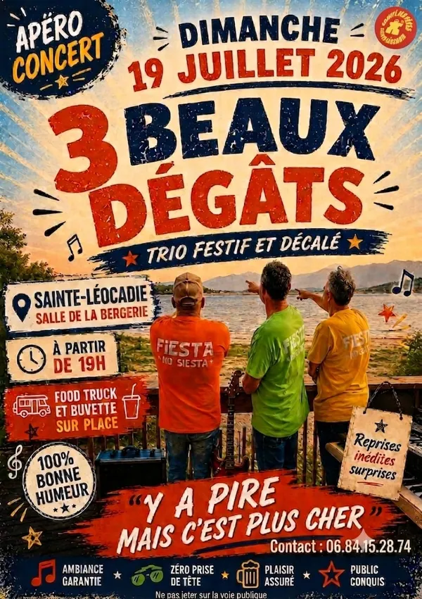 APÉRO CONCERT "3 BEAUX DÉGÂTS" TRIO FESTIF ET DÉCALÉ