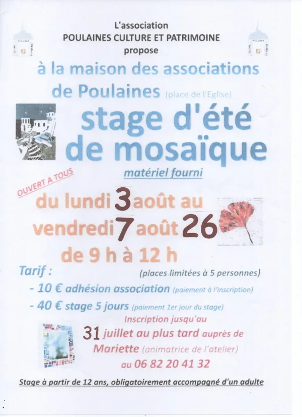 Stage d'été de mosaïque