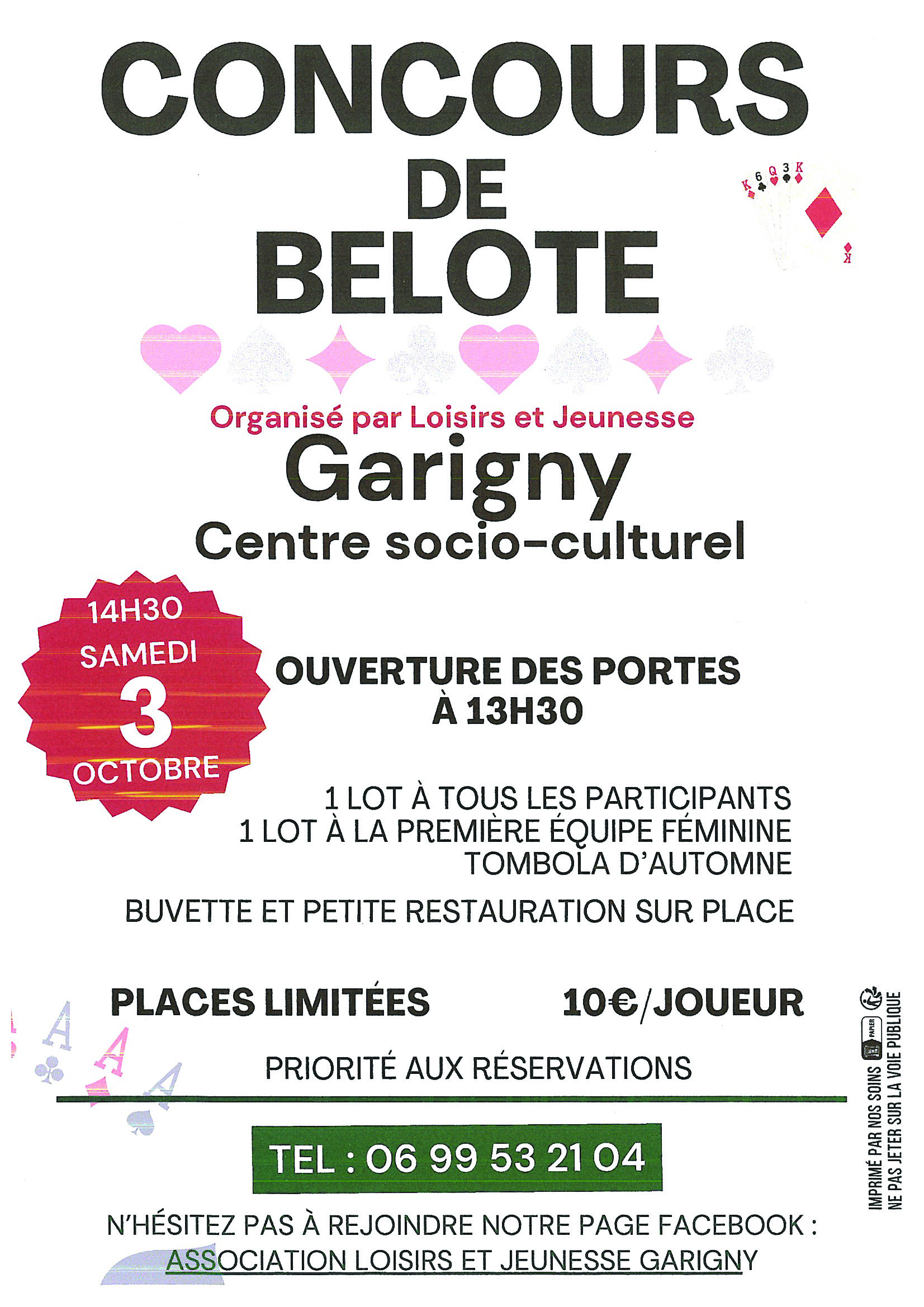 Concours de belote à Garigny
