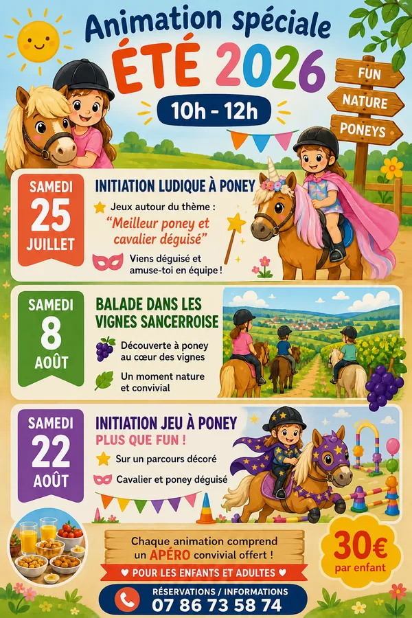 Initiation poney - Vacances Juillet et Aout