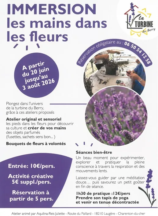 Atelier immersion les mains dans les fleurs