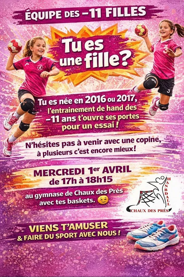 Découverte du HANDBALL / équipe filles moins de 11 ans.