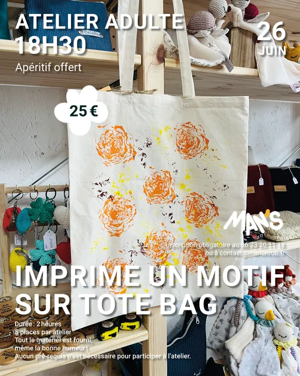 Atelier adulte "Imprime un motif sur tote bag"