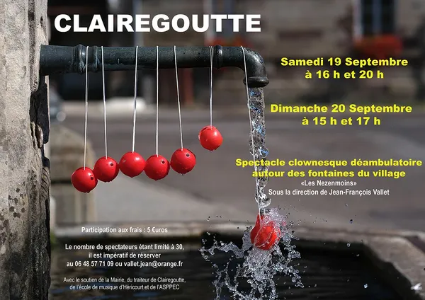 Spectacle clownesque déambulatoire autour des fontaines de Clairegoutte