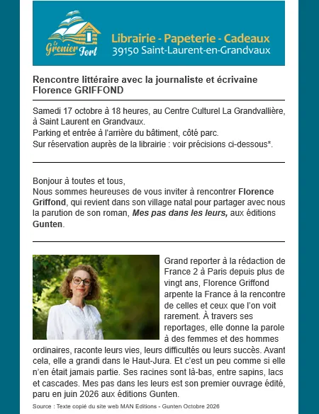 Rencontre littéraire à la librairie Le Grenier Fort