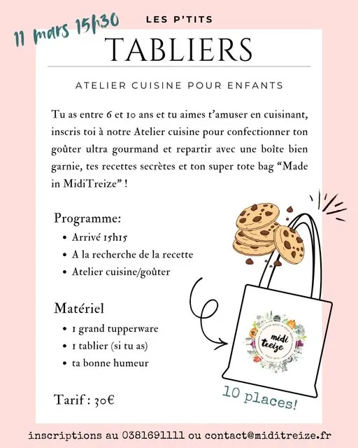 Atelier cuisine pour enfants - Les p'tits tabliers
