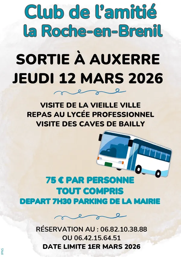 Sortie à Auxerre du Club de l'Amitié de la Roche en Brenil