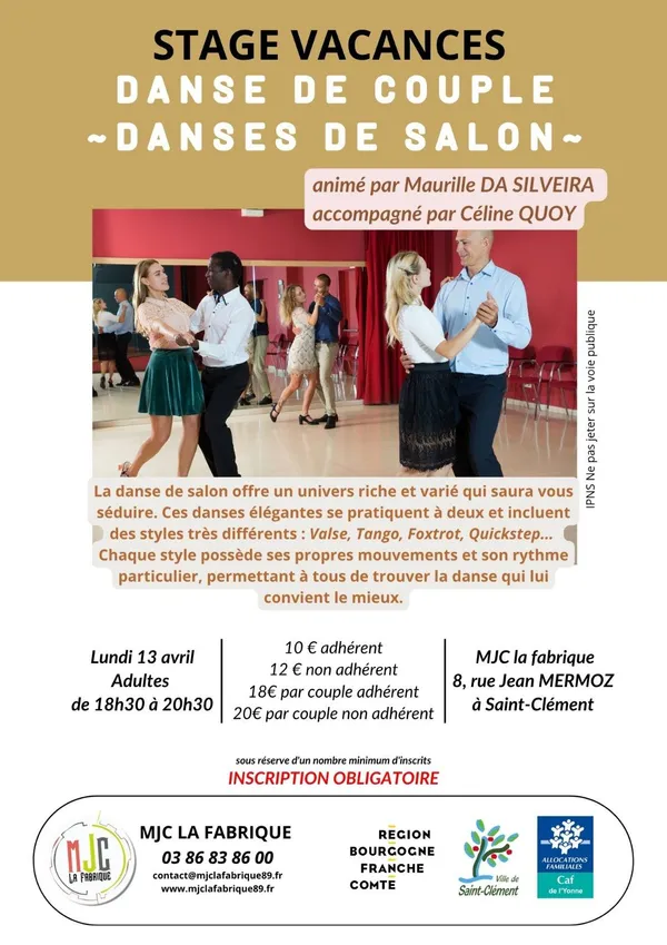 Stage vacances danses de salon
